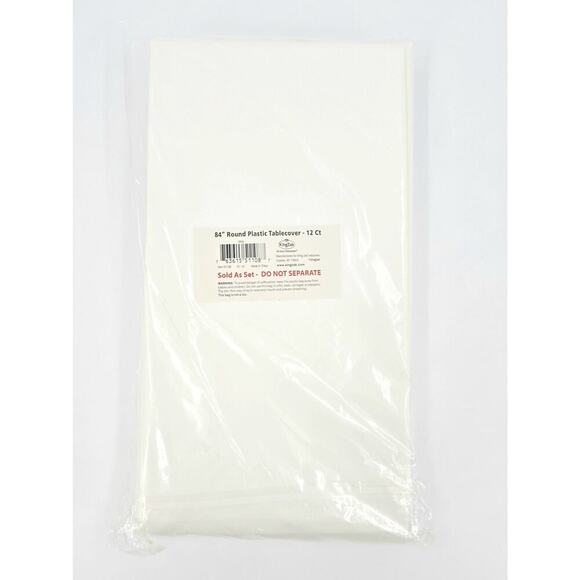 12ct. - 84" Round Plastic Tablecover Easy Clean Up Party Wedding Birthday New - Picture 3 of 4